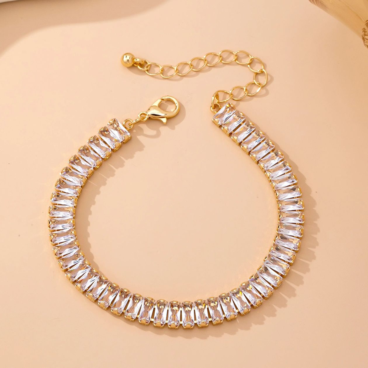 Kimber Baguette Crystal Tennis Bracelet - Gold