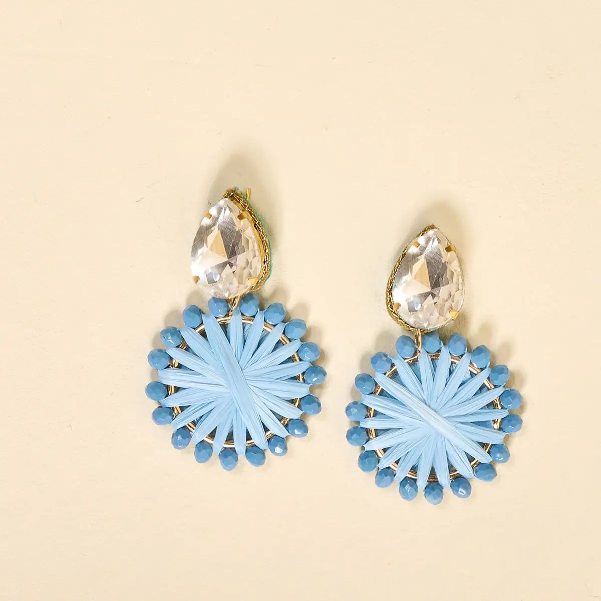 Radiant Gem Pendant Earrings - Powder Blue