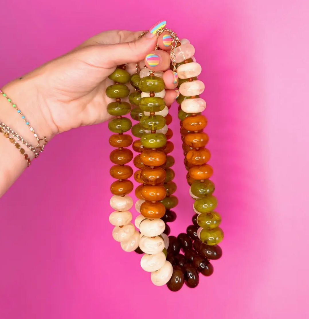 Harvest Time Beaded Necklace - Autumn Multi