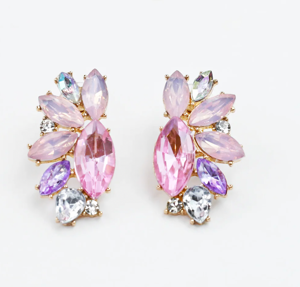 [Treasure Jewels] What A Girl Wants Crystal Earrings - Pastel Rose