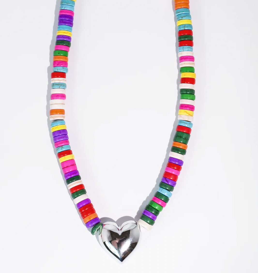 [Treasure Jewels] Hey Girlie Beaded Silver Necklace