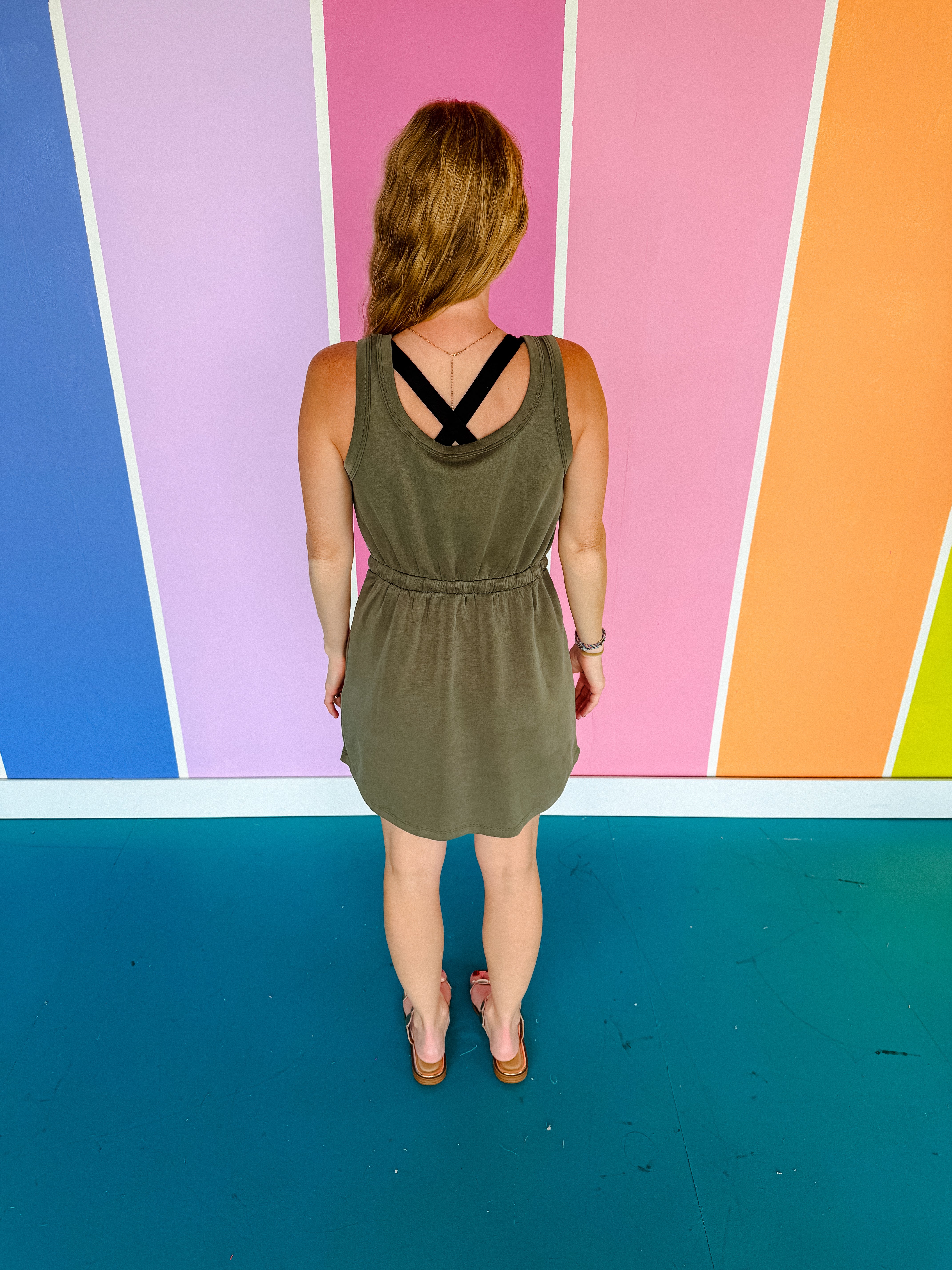 Tia Tank Mini Dress - Olive