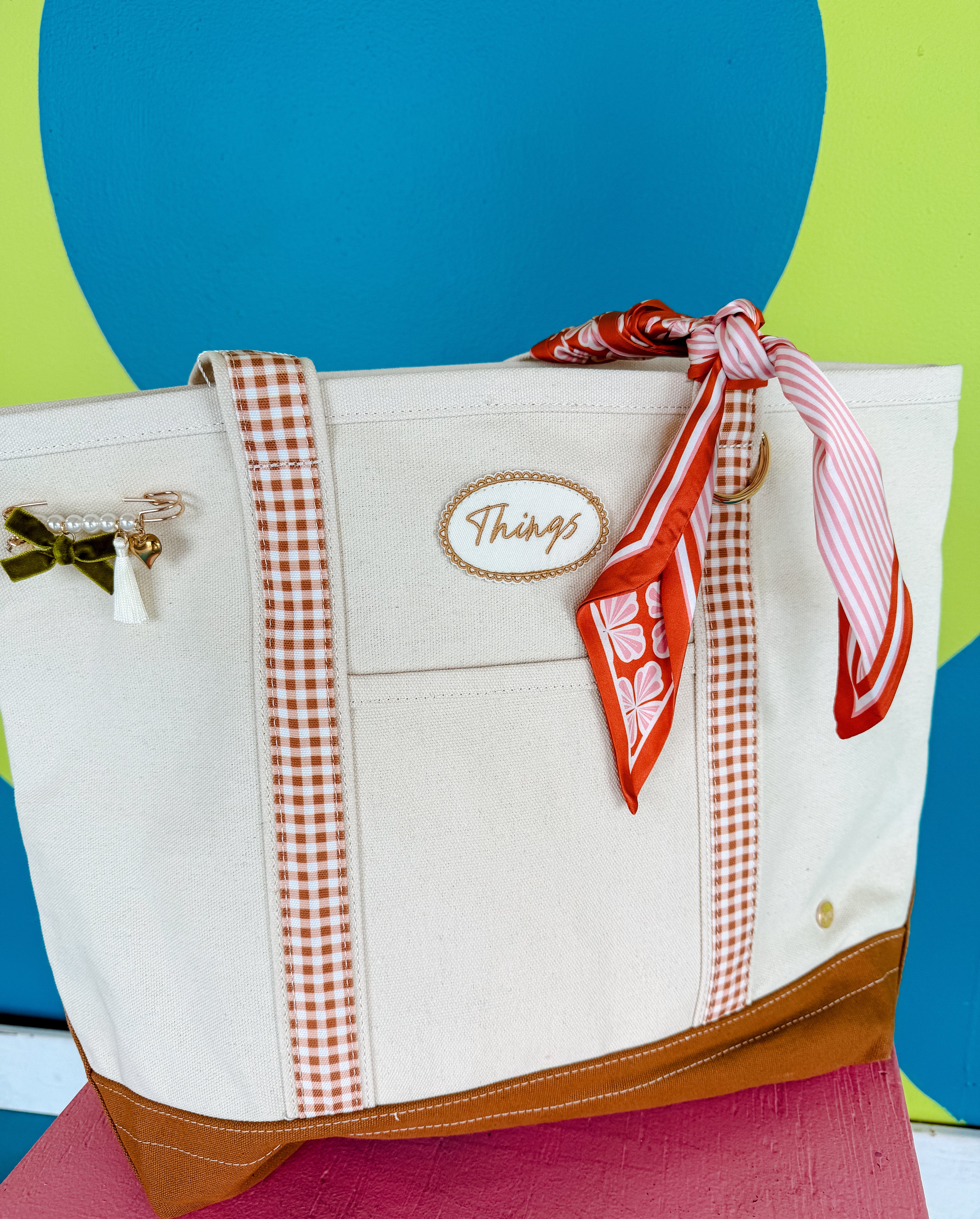 Too Much Fun Canvas Tote Bag - Natural
