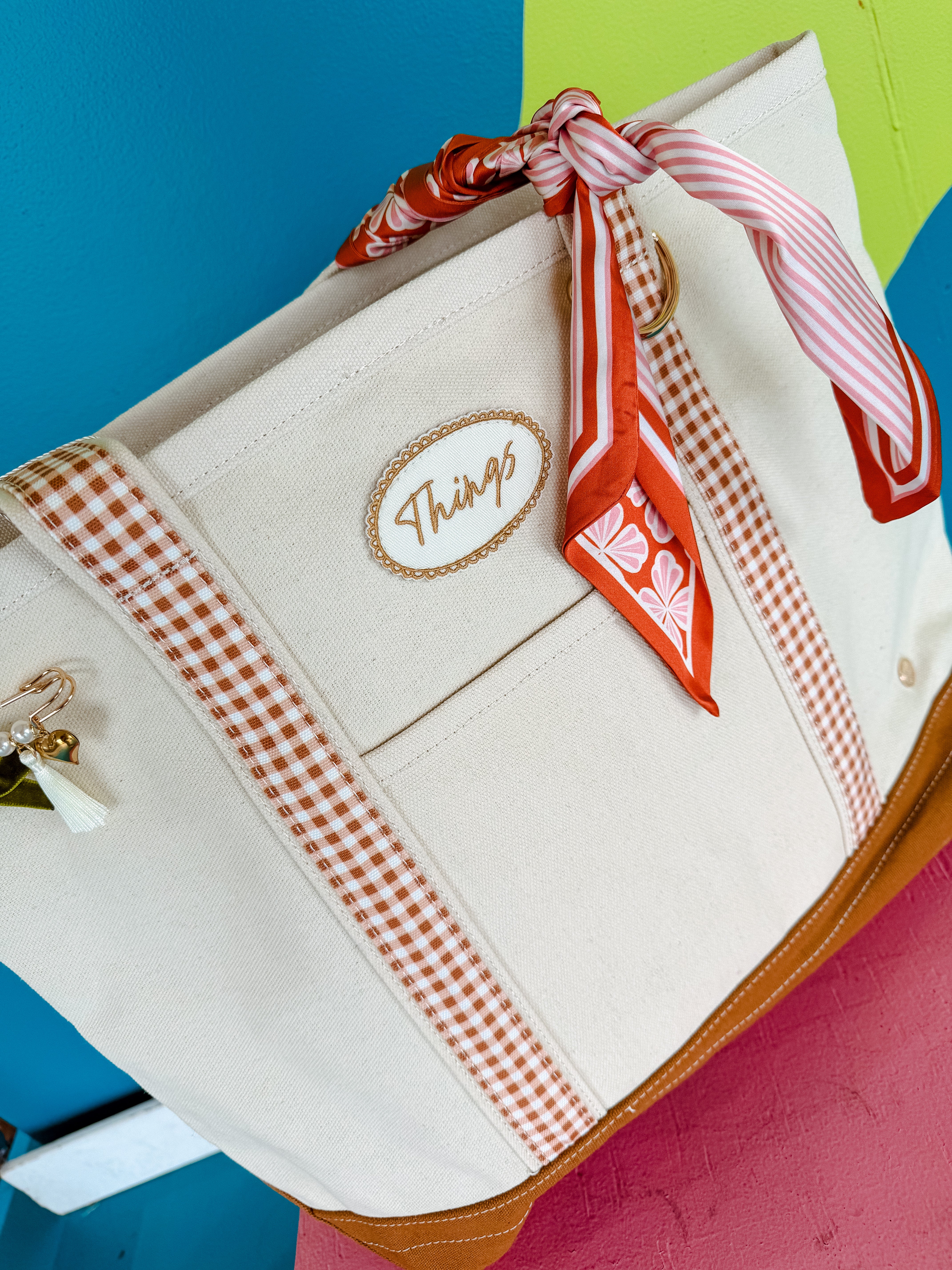 Too Much Fun Canvas Tote Bag - Natural