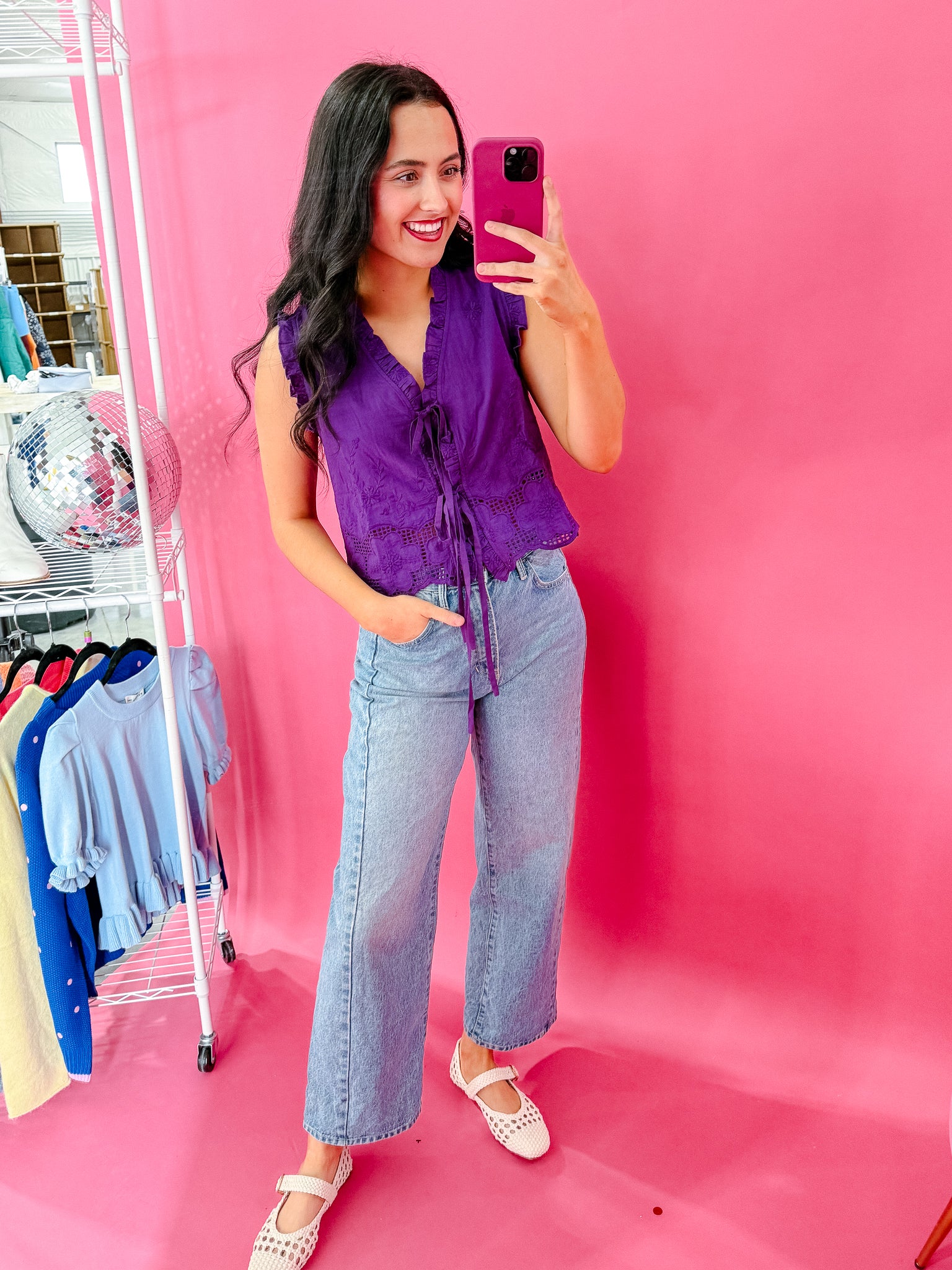 Edith Ruffle Front Tie Babydoll Top