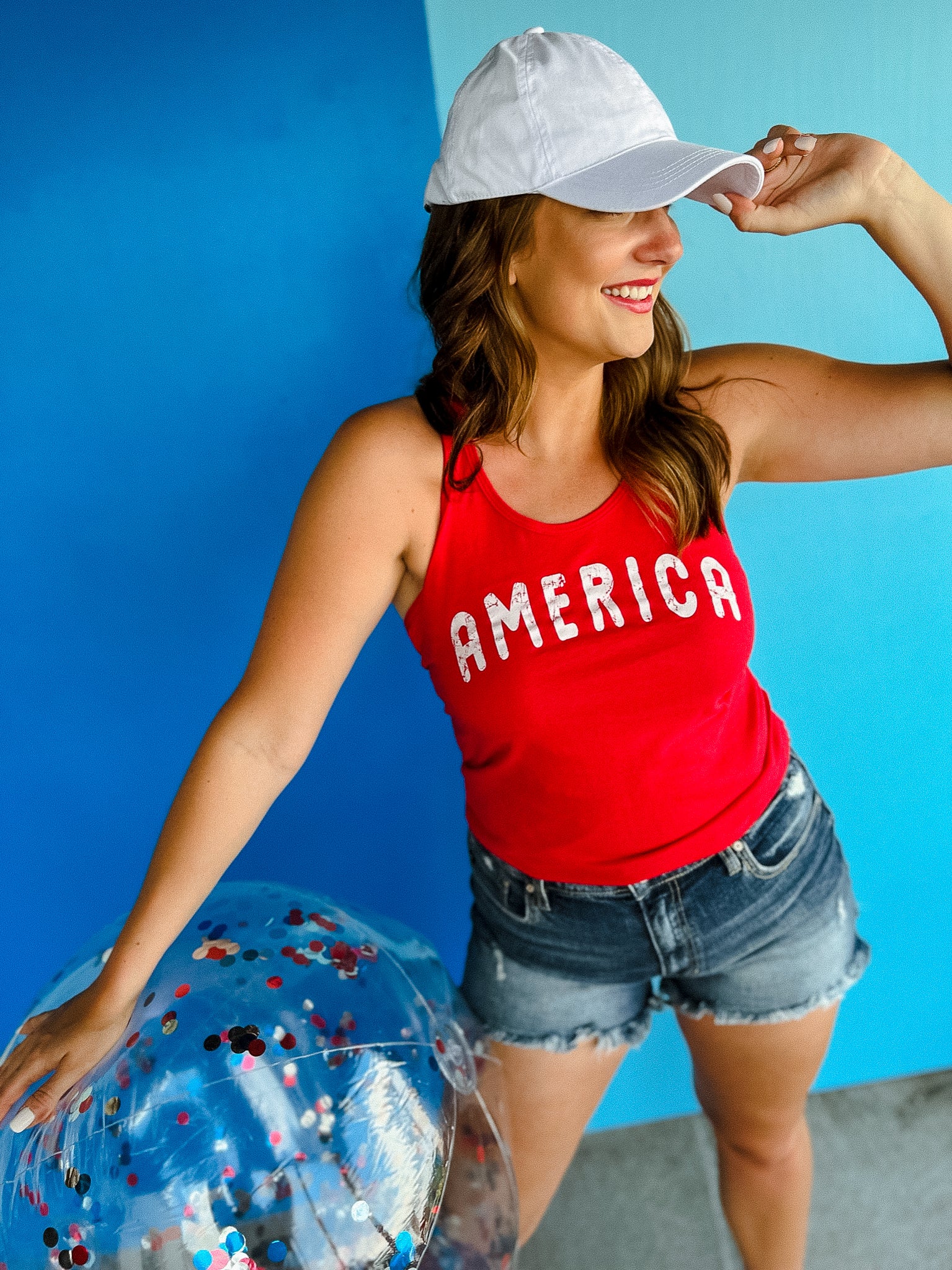 America Graphic Tank - Cool Red