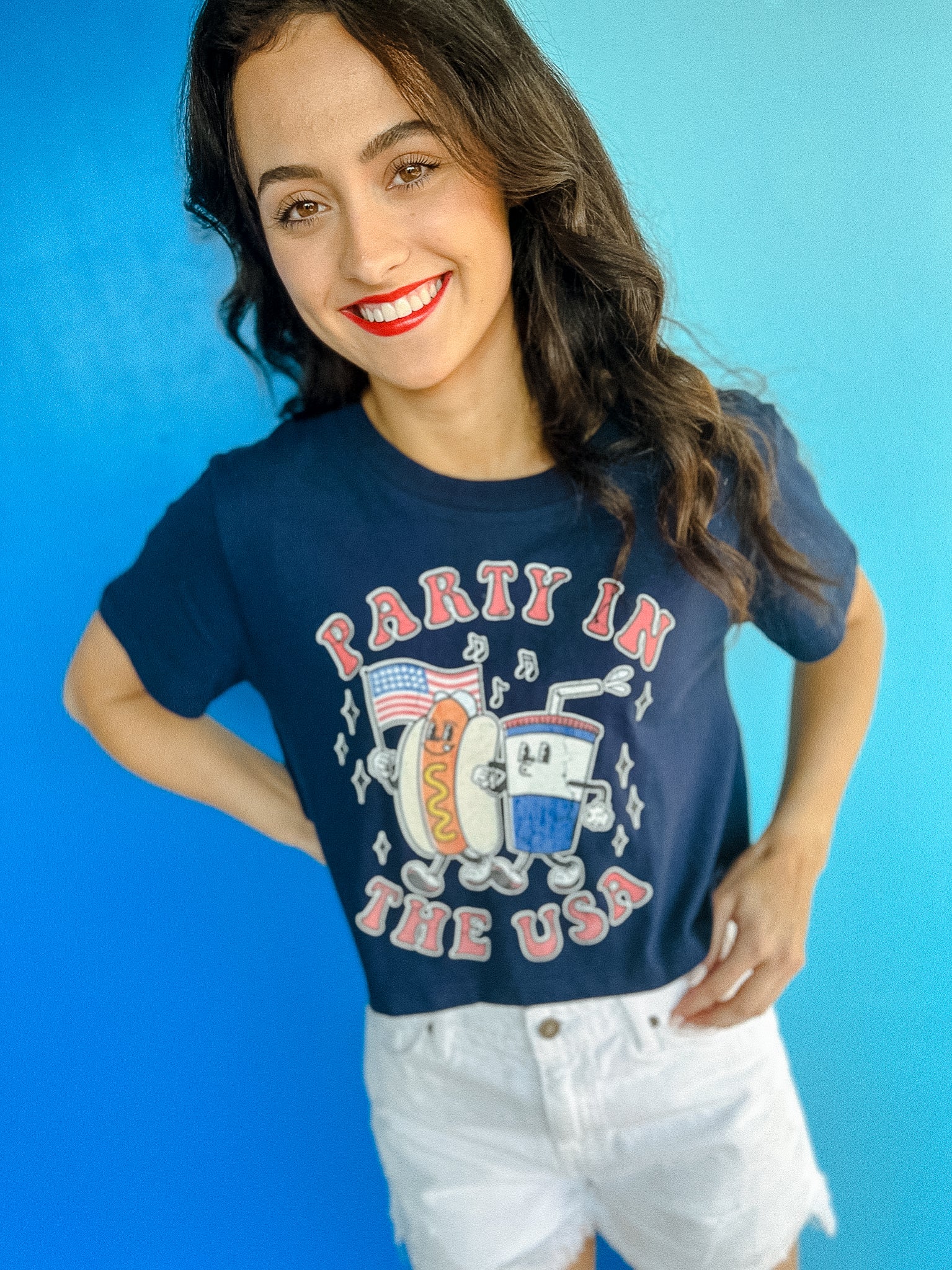 Party In The USA Tee - Cool Blue