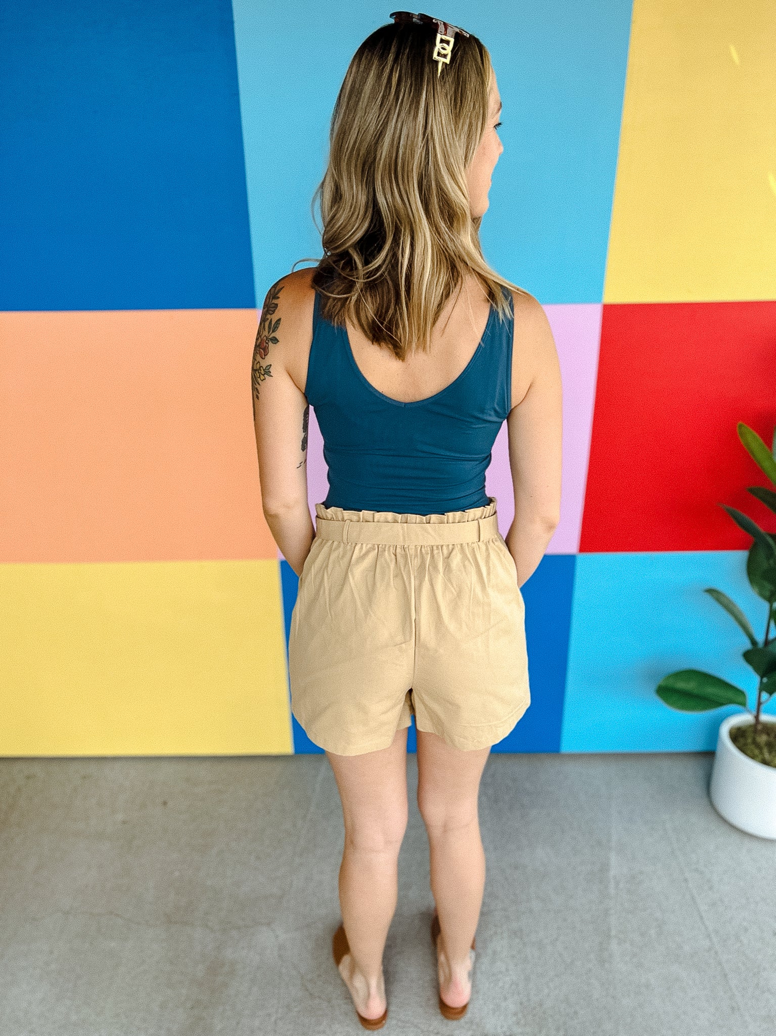 Juno Paperbag Shorts - Beige