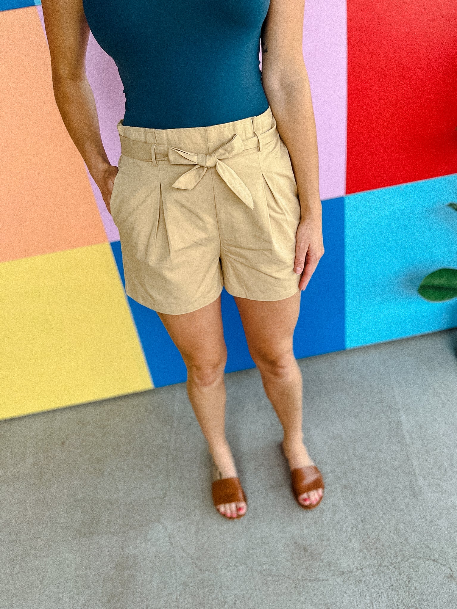 Juno Paperbag Shorts - Beige