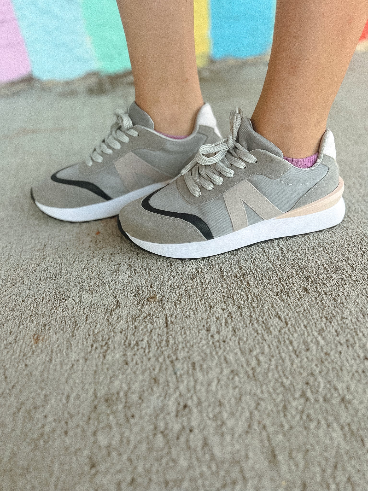 Colbie Sneaker - Light Smokey Grey + Dark Blue Grey + Dusty Pink