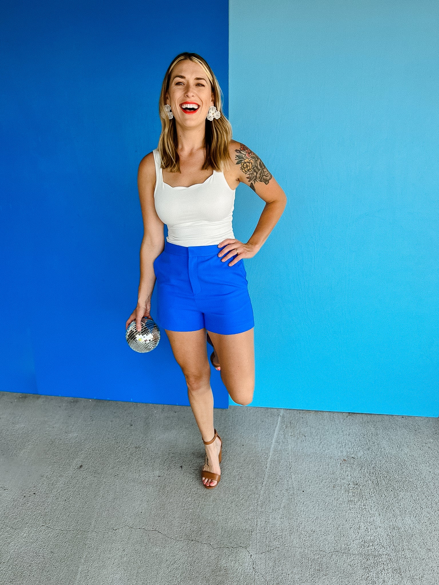Ava Tailored Shorts - Cornflower + Bright Blue