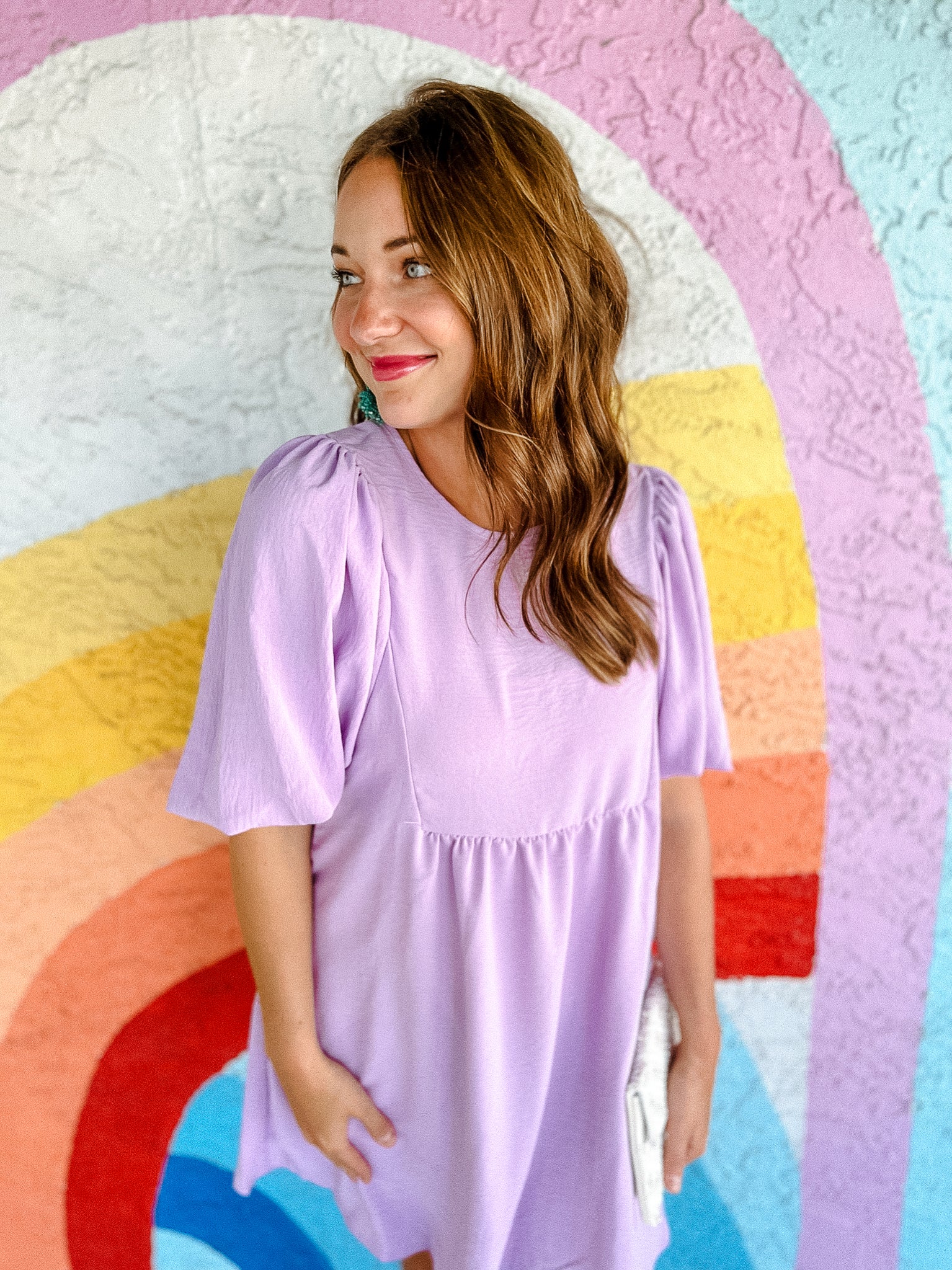 Riley Balloon Sleeve Mini Dress - Lavender