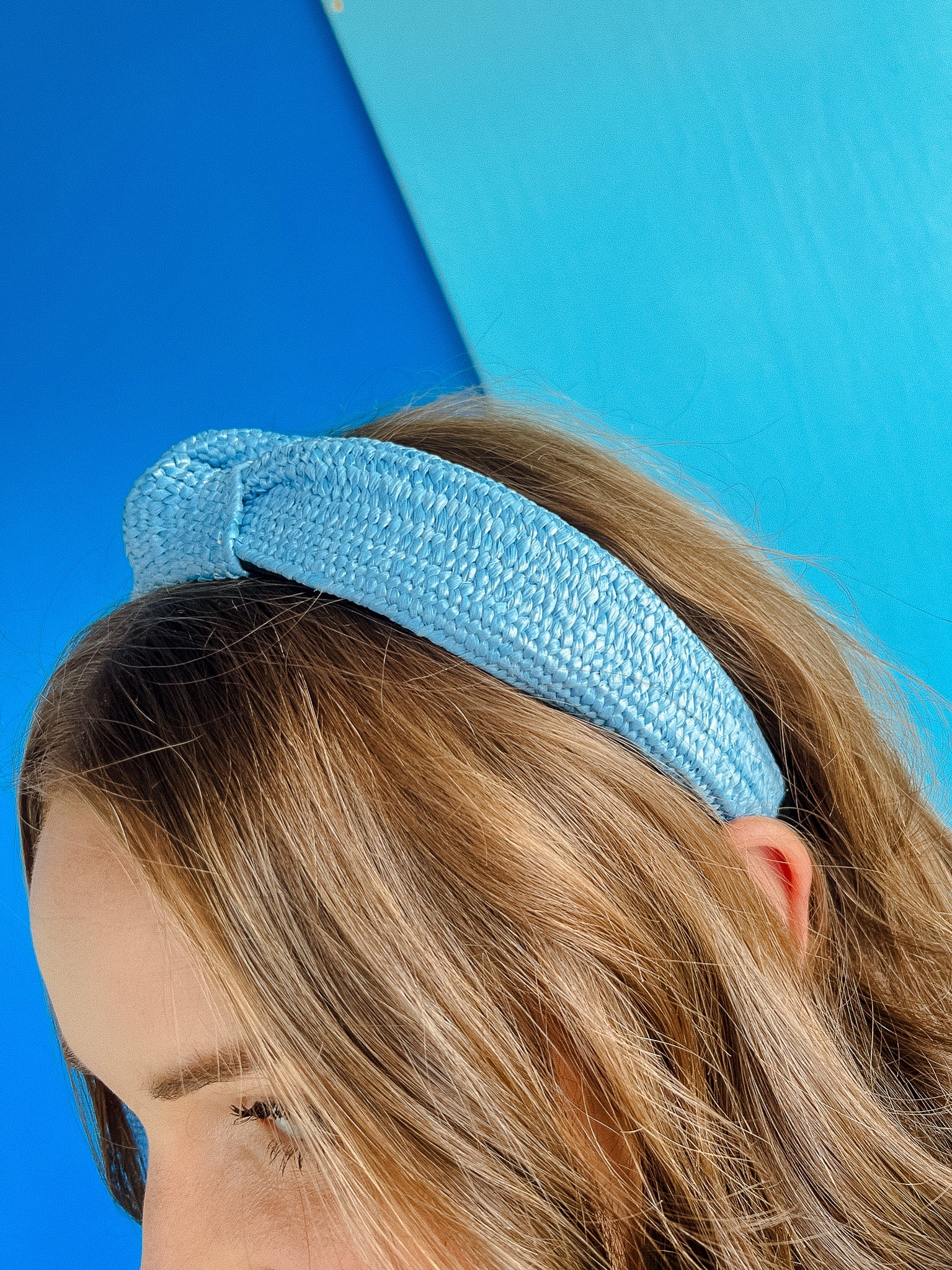 Maven Rattan Headband - Light Blue