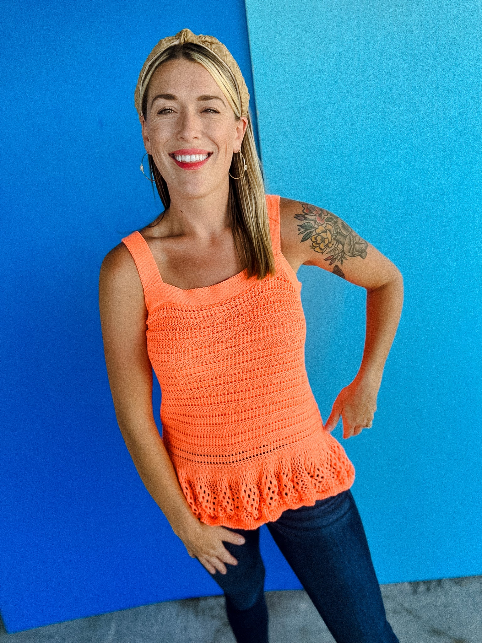 Daria Crochet Tank - Neon Tangerine