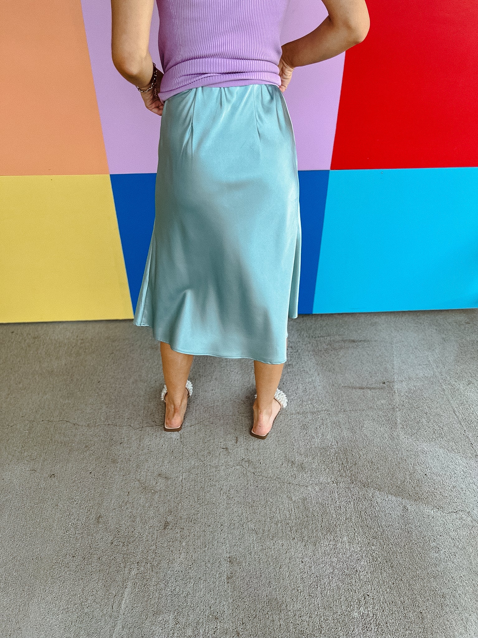 Pure Sweetness Midi Skirt - Pastel Aqua