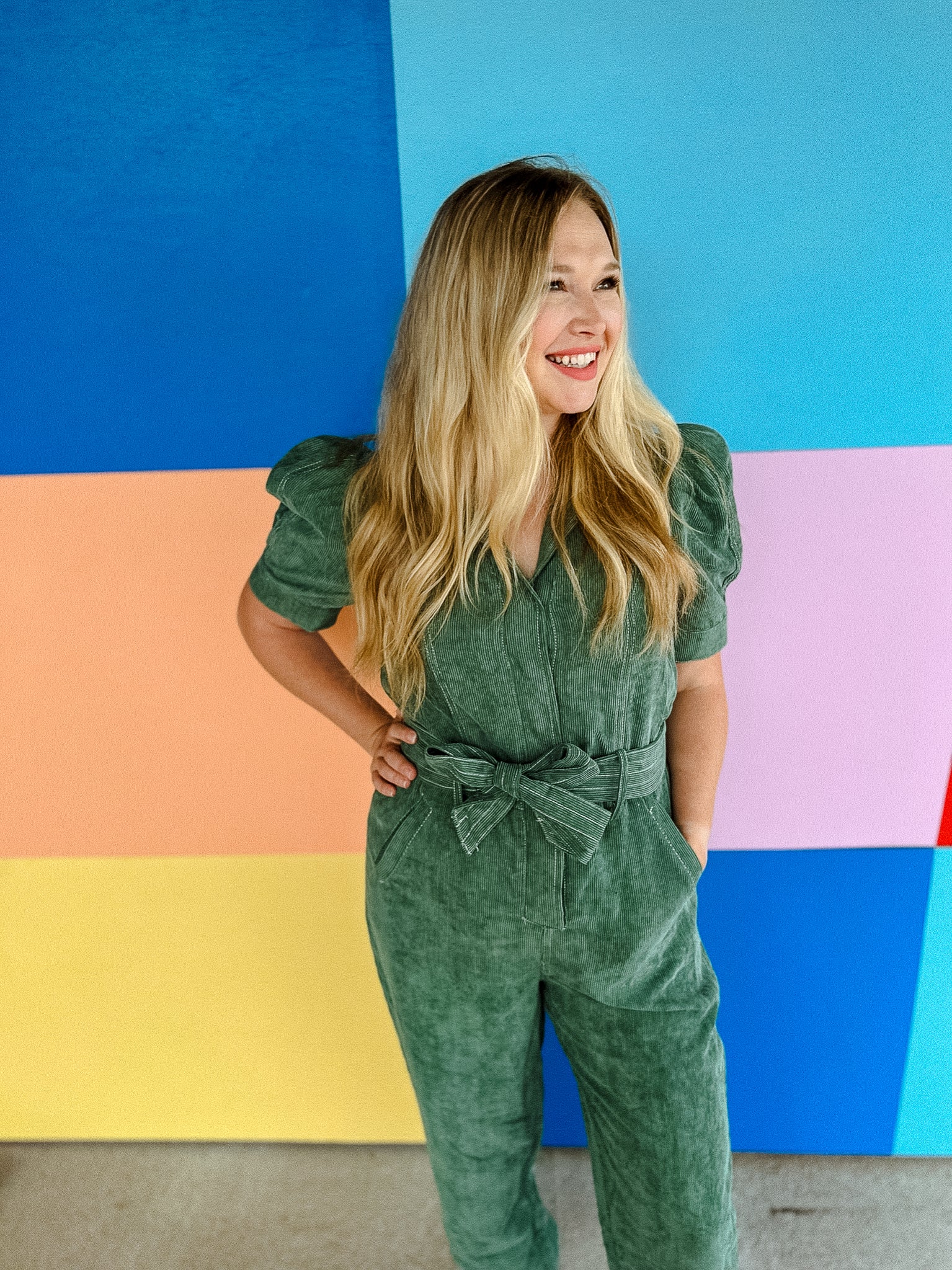 Simply Bliss Corduroy Jumpsuit - Cool Green