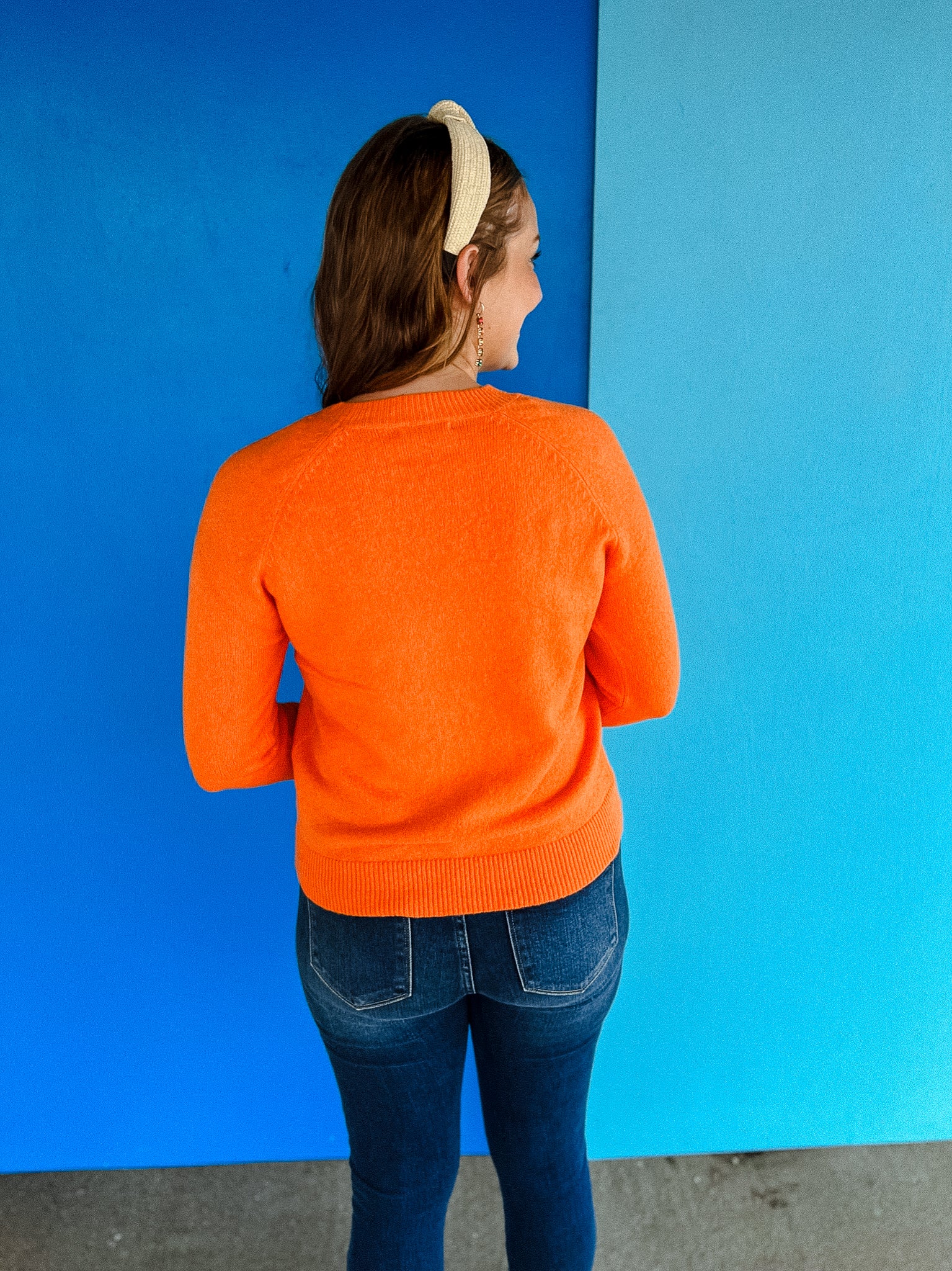 Stuck In The Moment Crew Neck Sweater - Orange