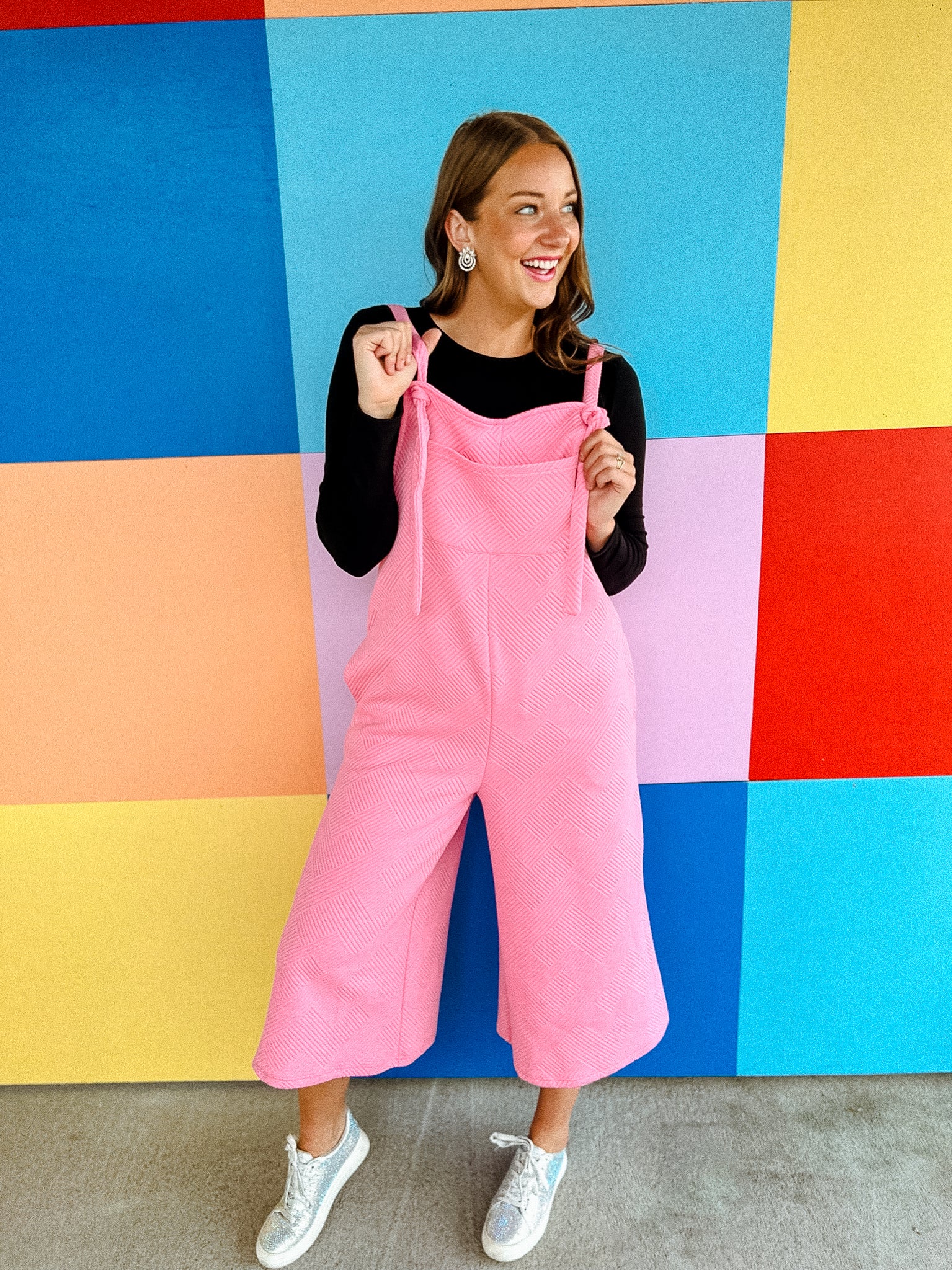 Fiona Cropped Overall - Rose/Shocking Pink