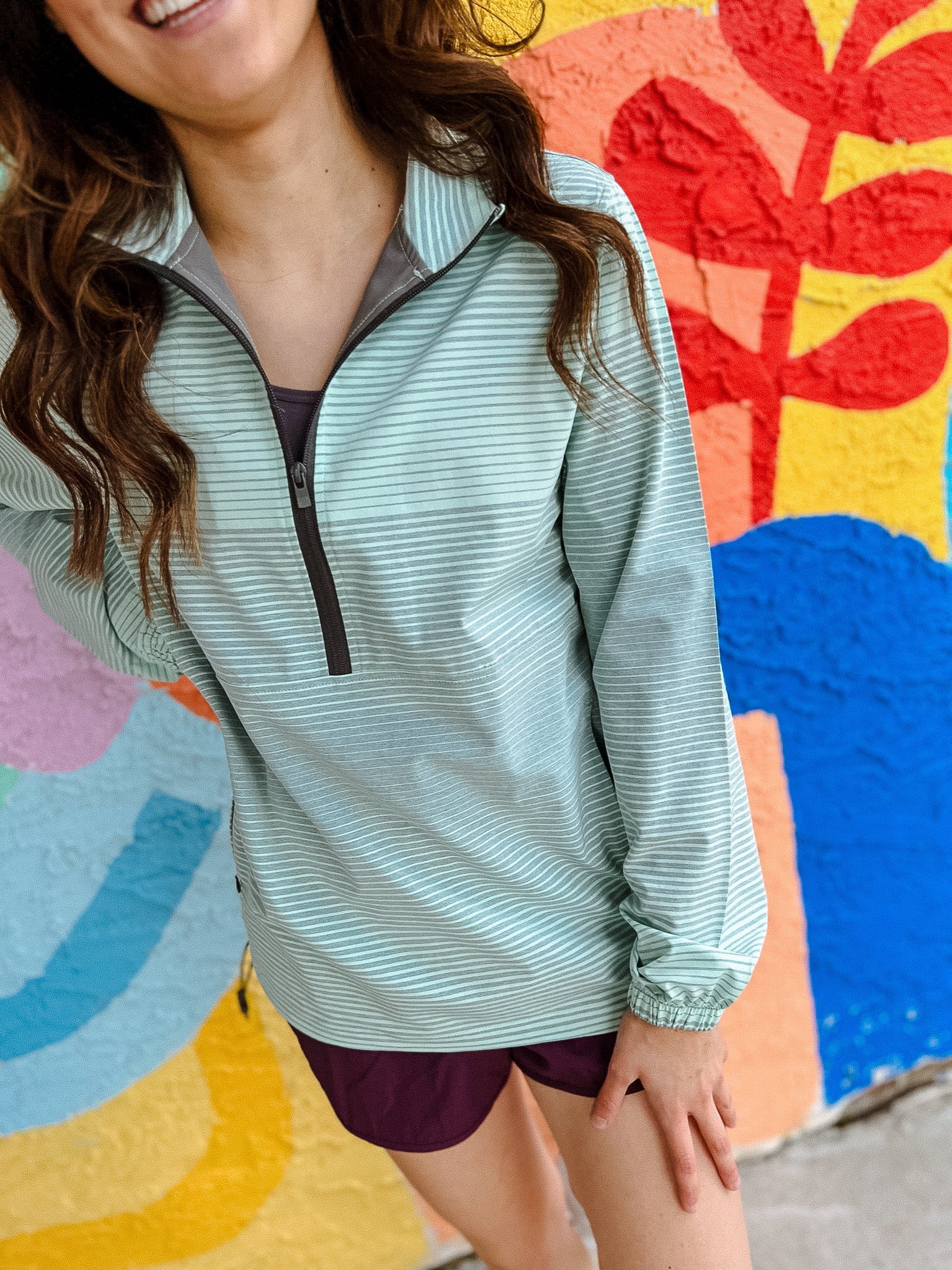 Kyla Stripe Pullover - Pastel Jade + Light Grey
