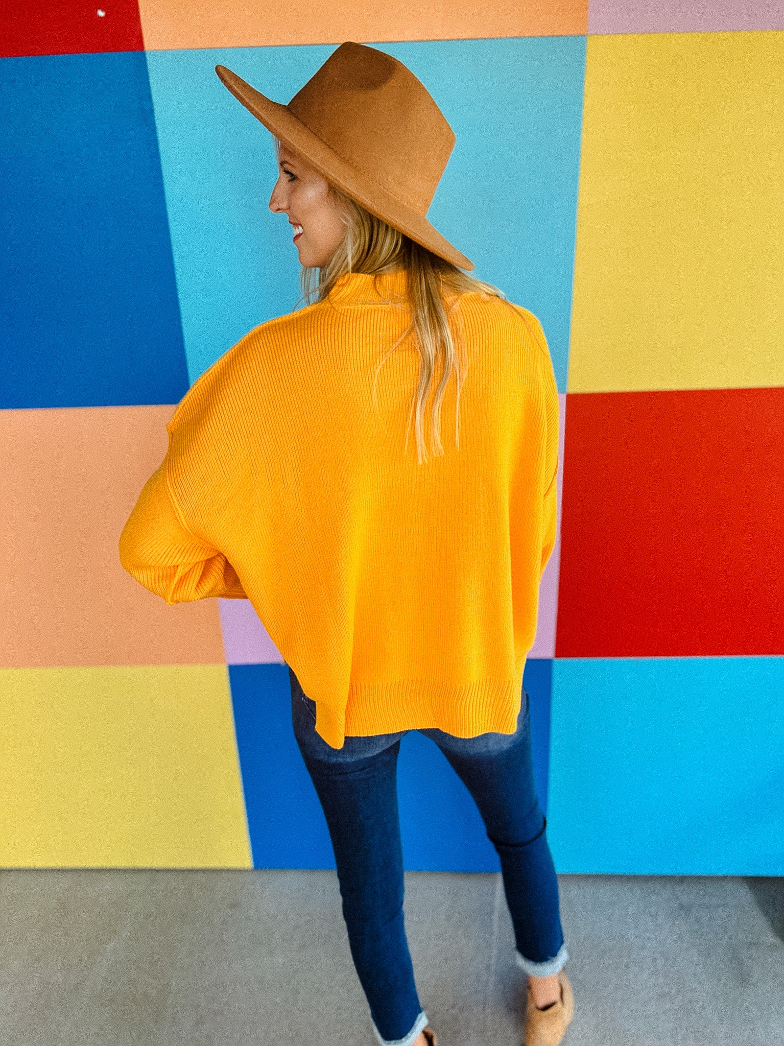 Stylish Bandit Oversized Sweater - Bright Saffron