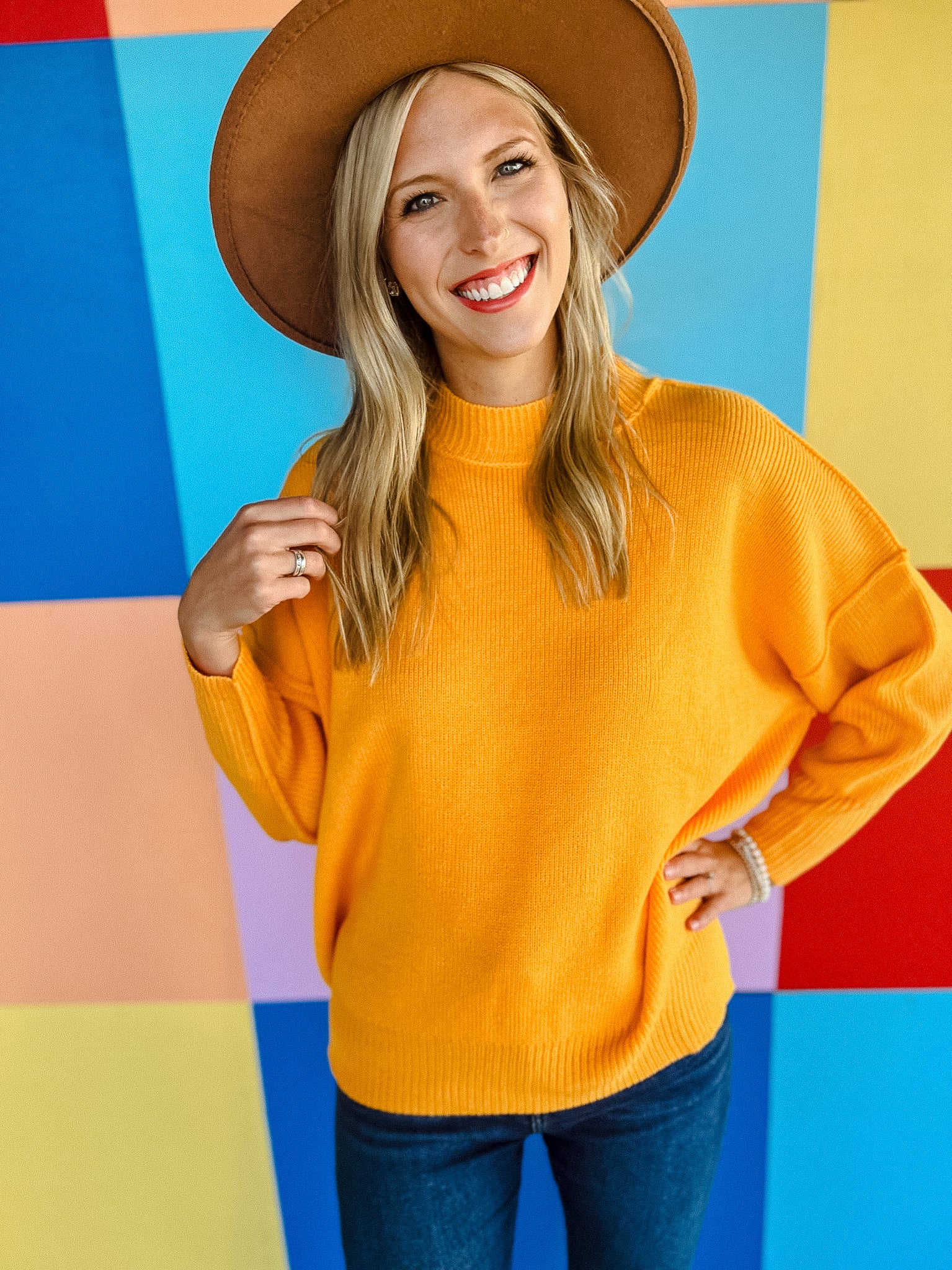 Stylish Bandit Oversized Sweater - Bright Saffron