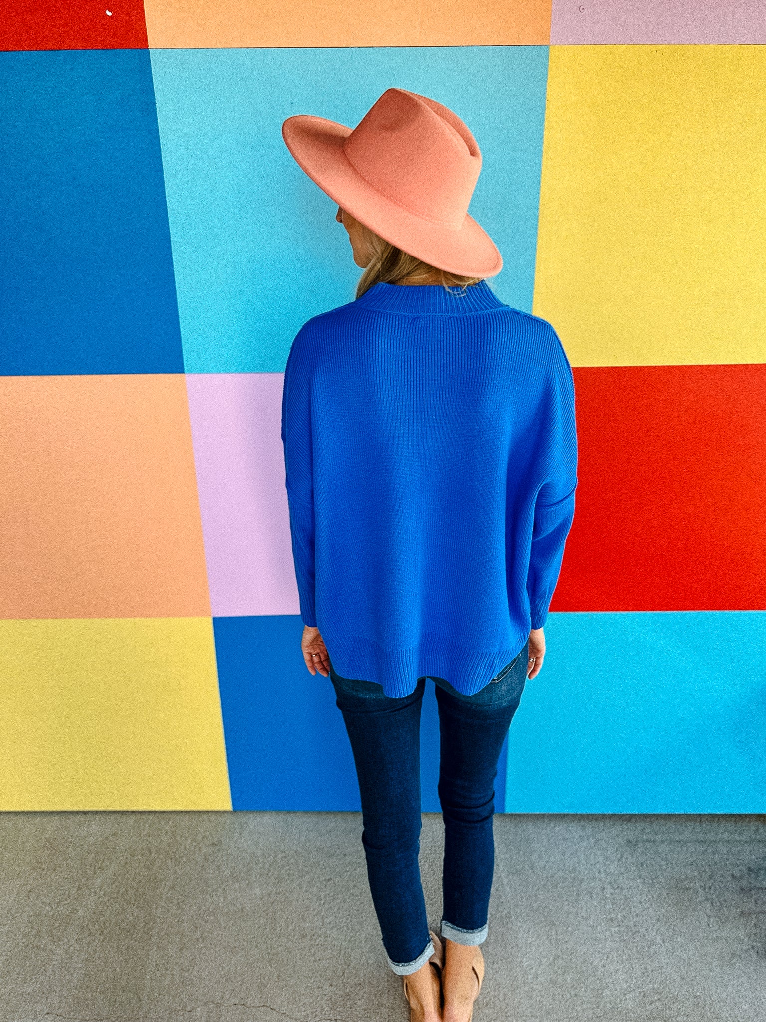 Stylish Bandit Oversized Sweater - Cornflower/Bright Blue