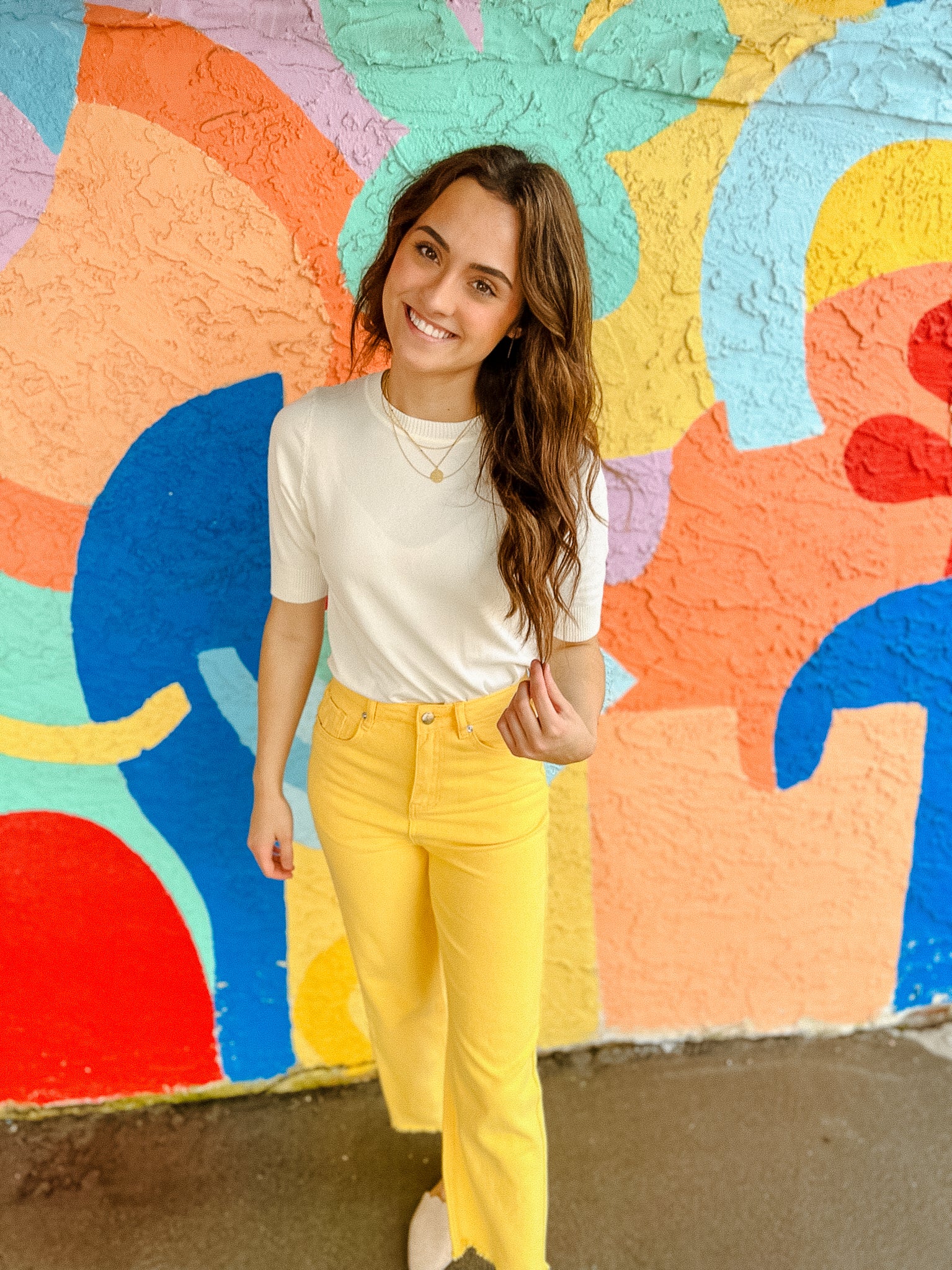 Haley Distressed Hem Jeans - Yellow Ochre