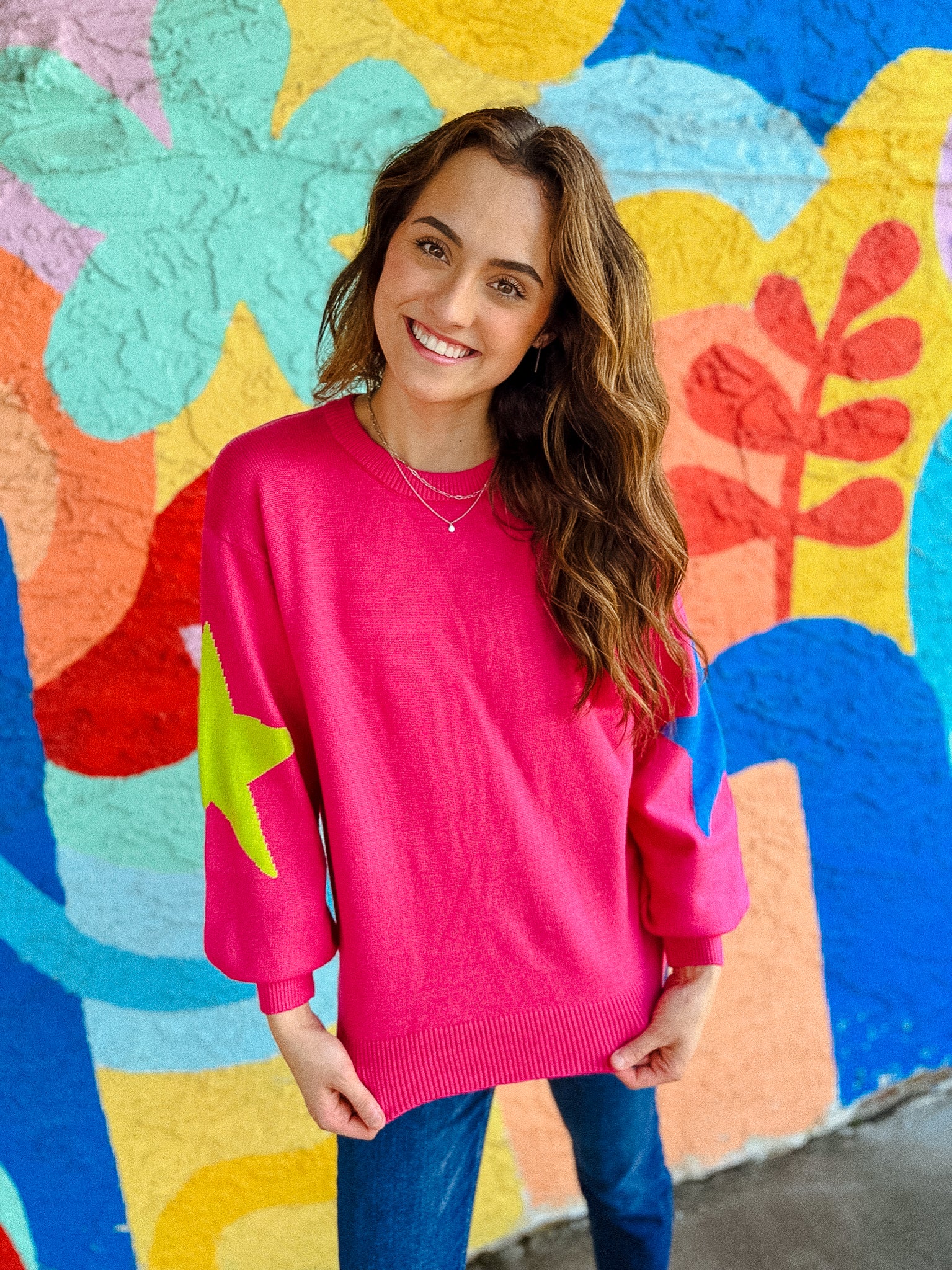 Star of the Show Patterned Sweater - Light Magenta