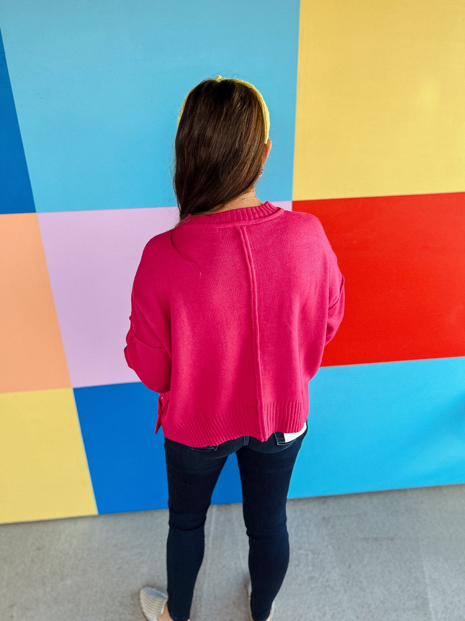 Venture Out Side Button Sweater - Magenta