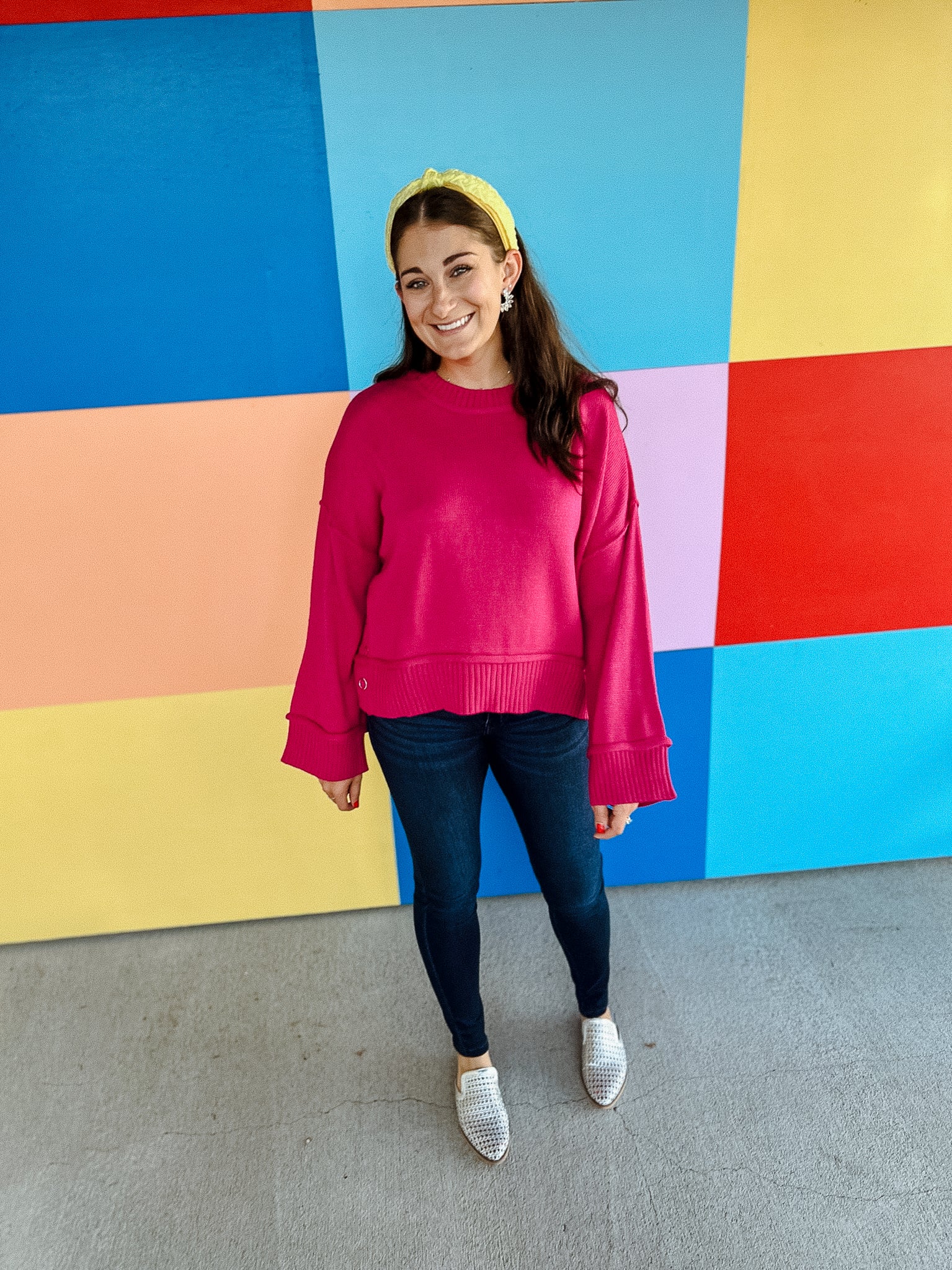 Venture Out Side Button Sweater - Magenta