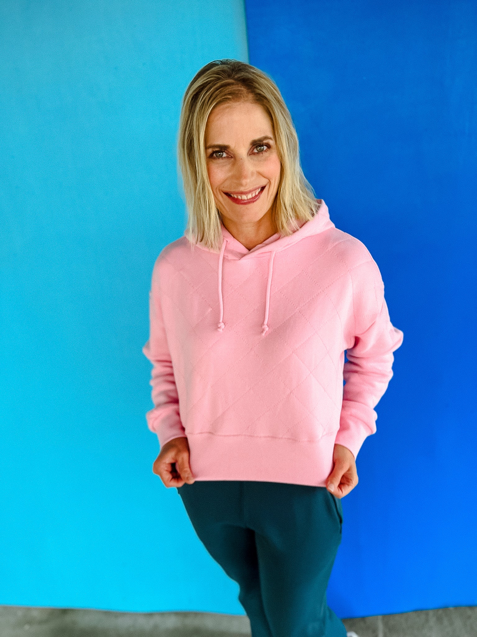 Alayna Quilted Drawstring Hoodie - Summer Pink