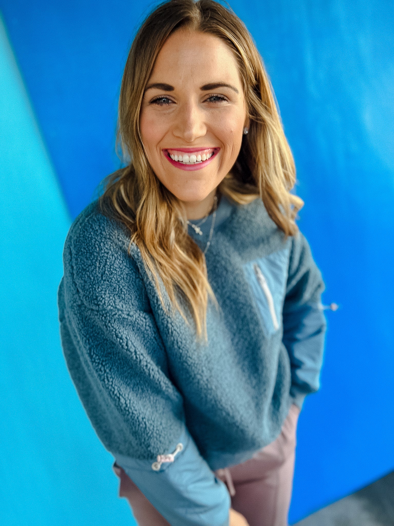 Caitlyn Mixed Media Sweatshirt - Summer Blue