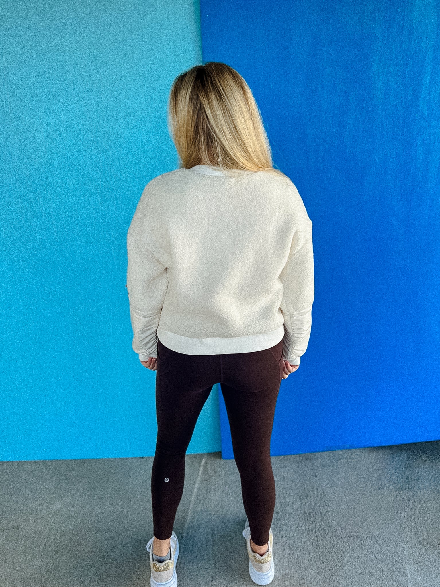 Caitlyn Mixed Media Sweatshirt - Cream + Camel