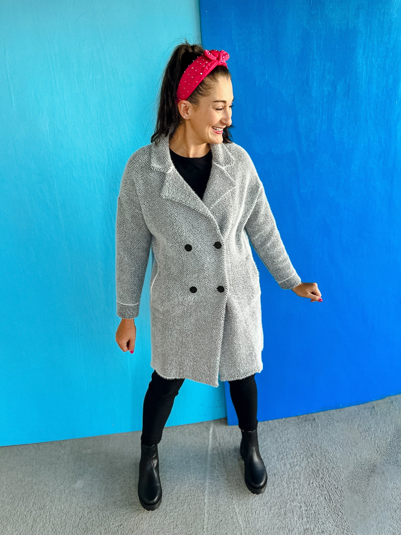 Delaney Double Breasted Coat - Grey
