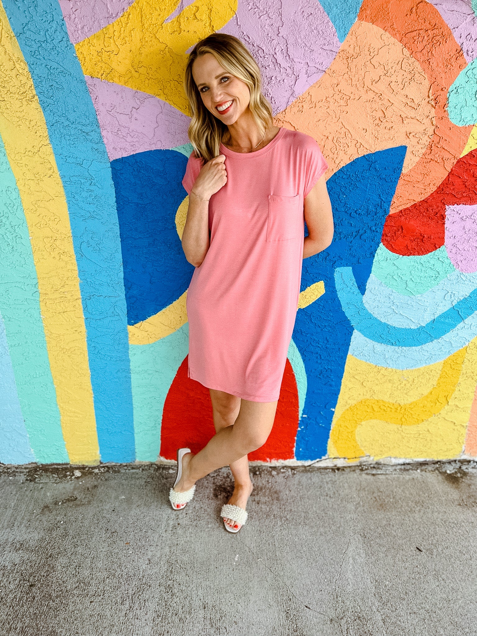 Becs Dolman Mini Dress - Summer Pink