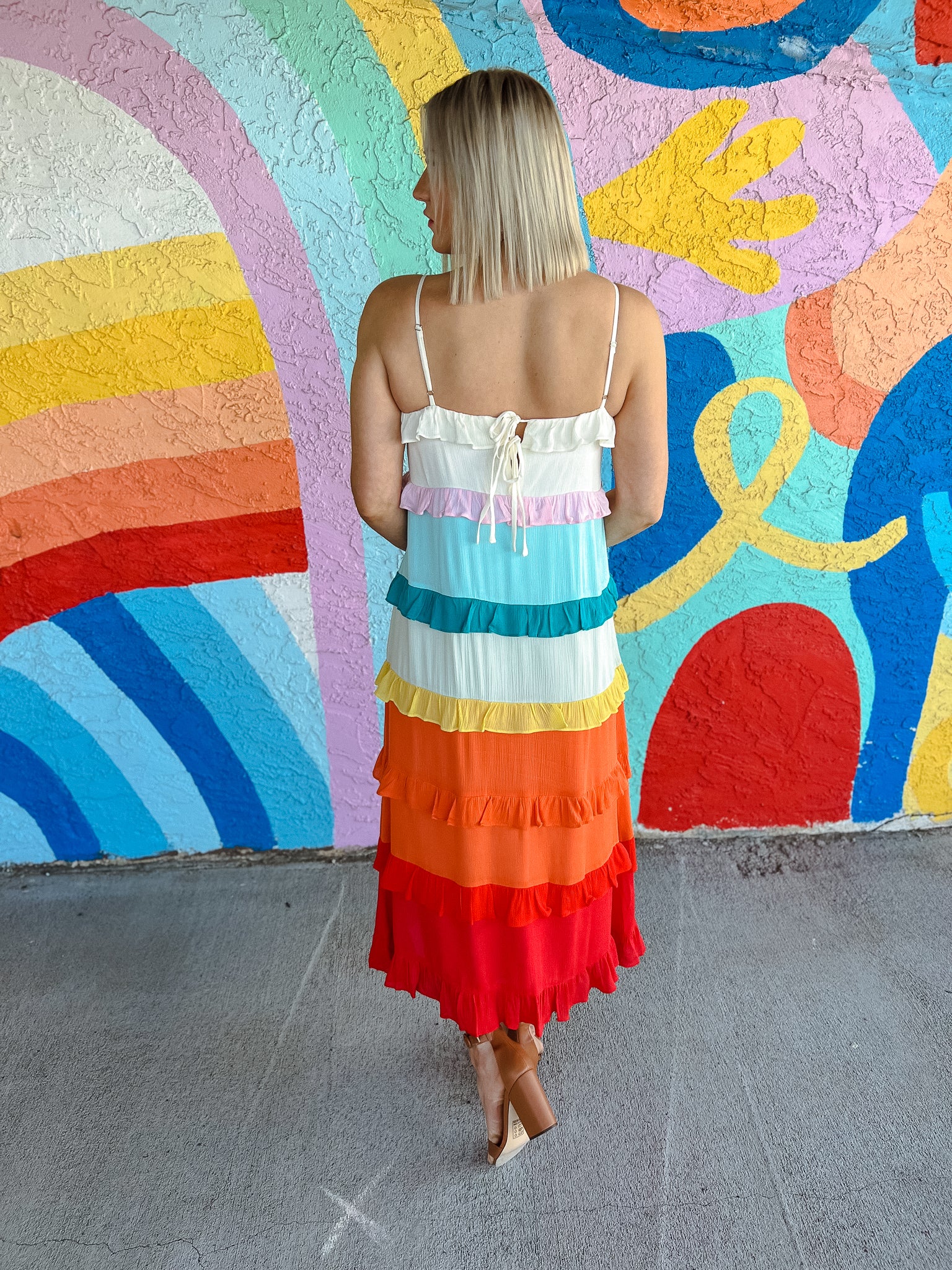 Noelle Rainbow Maxi Dress - Rainbow + Cream