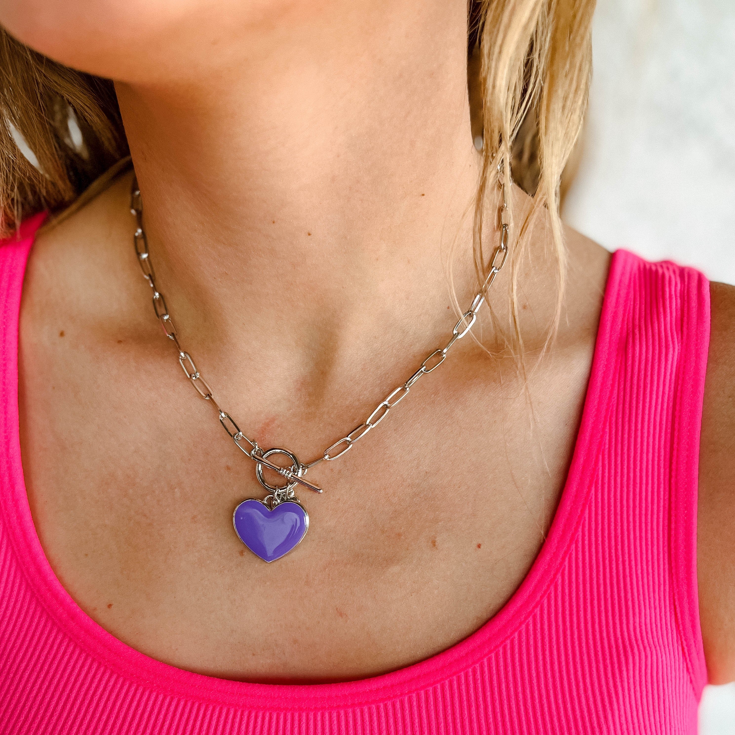 Heartthrob Pendant Necklace - Purple