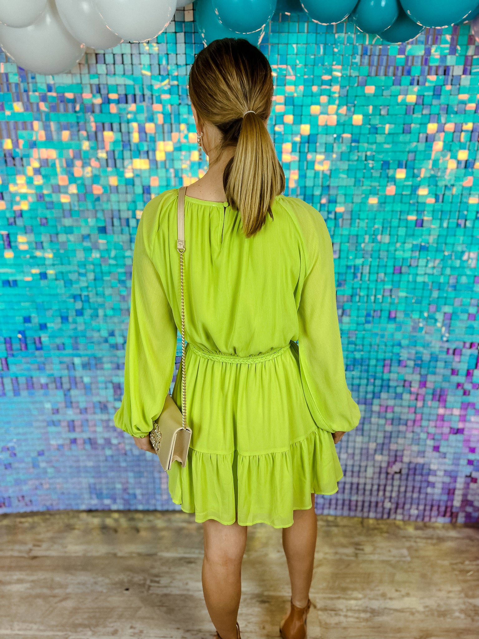 Milo Raglan Sleeve Mini Dress - Lime