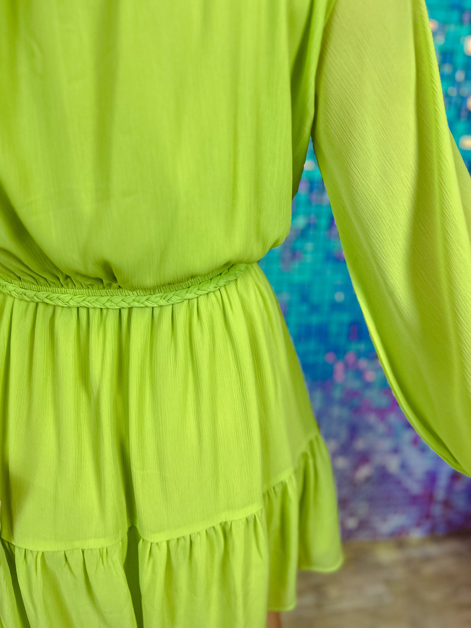 Milo Raglan Sleeve Mini Dress - Lime