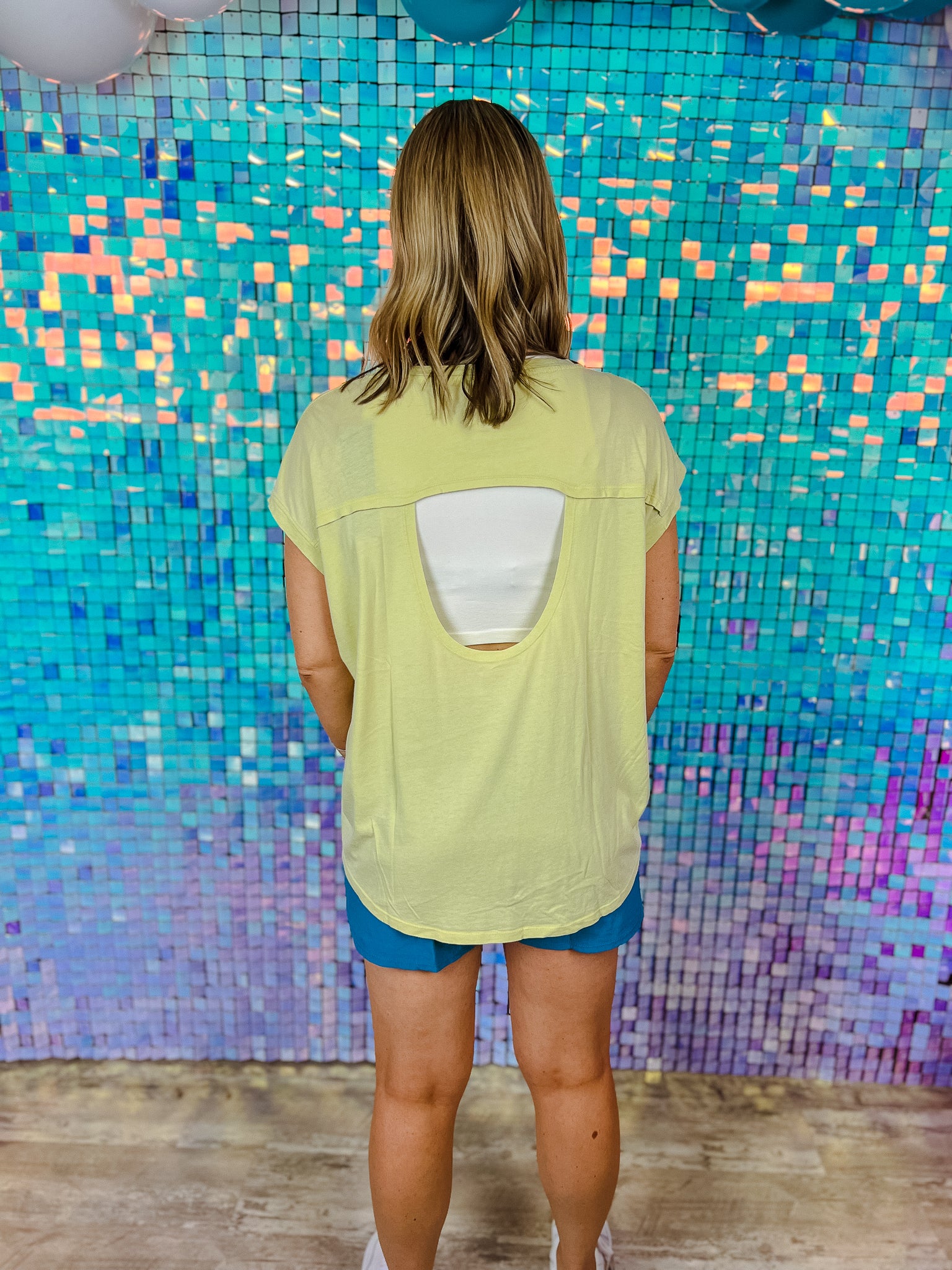 Around Town Cut-Out Back Athleisure Top - Muted Lime