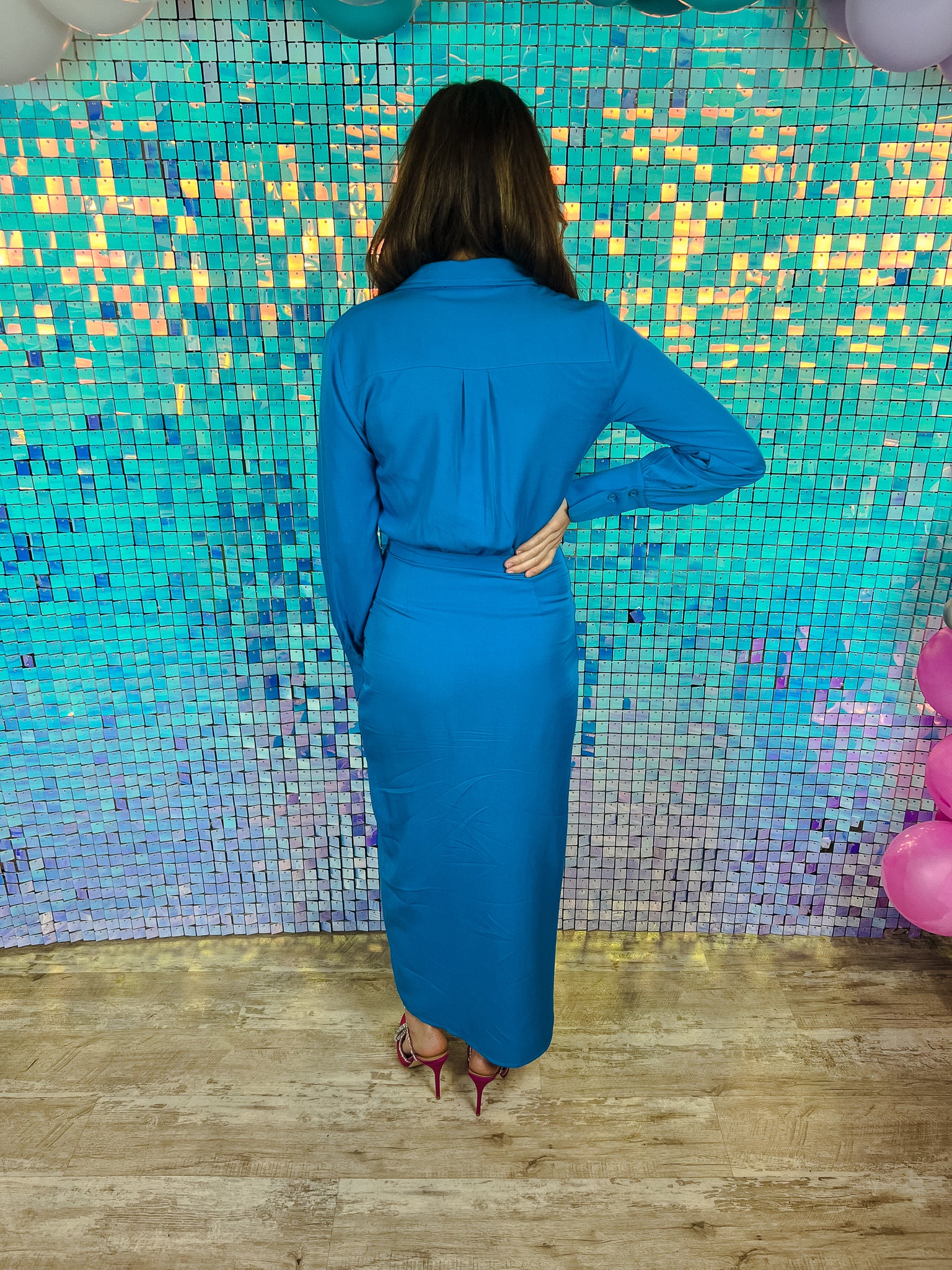 Miranda Wrap Maxi Dress - Turquoise Blue