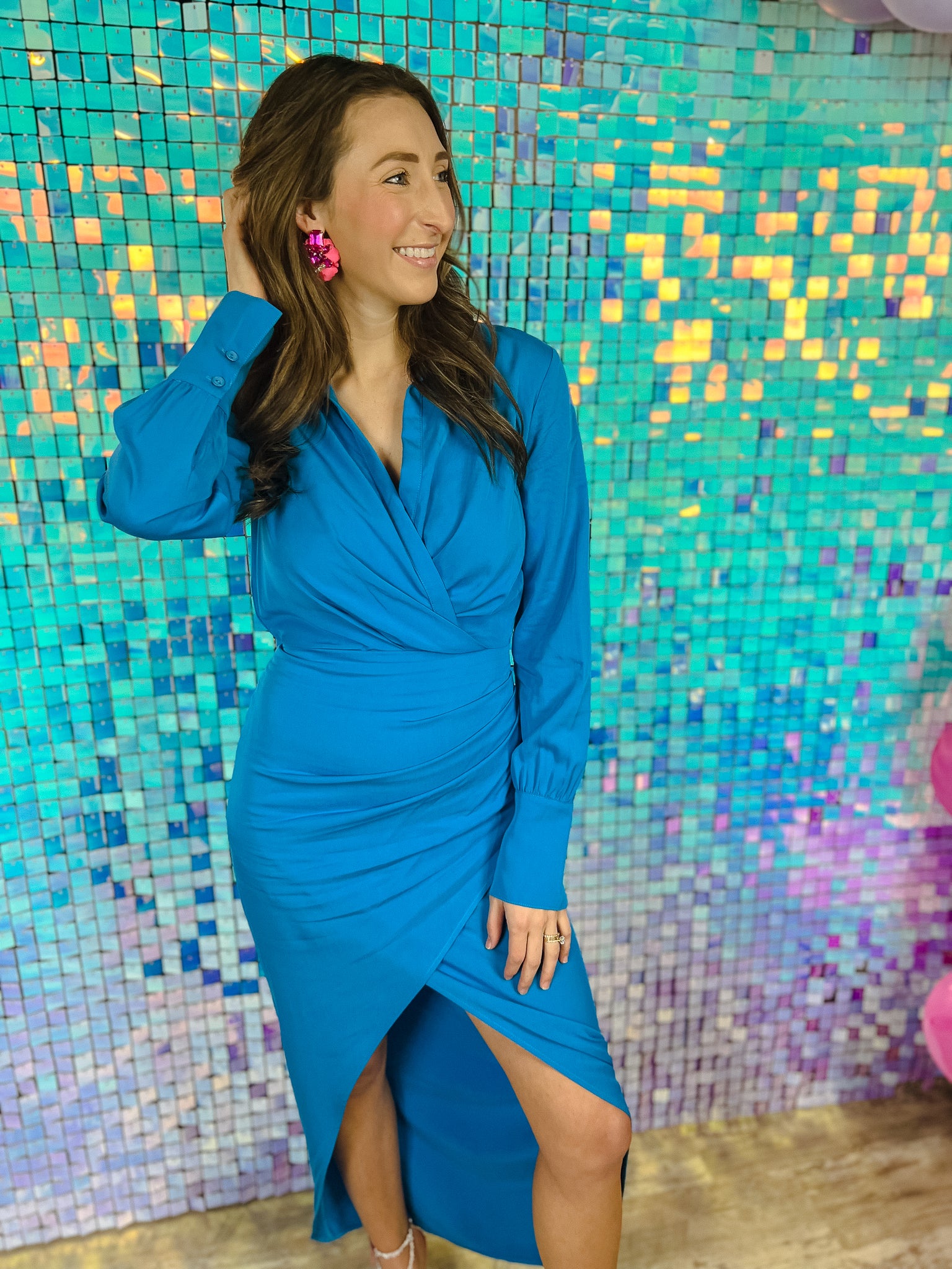 Miranda Wrap Maxi Dress - Turquoise Blue